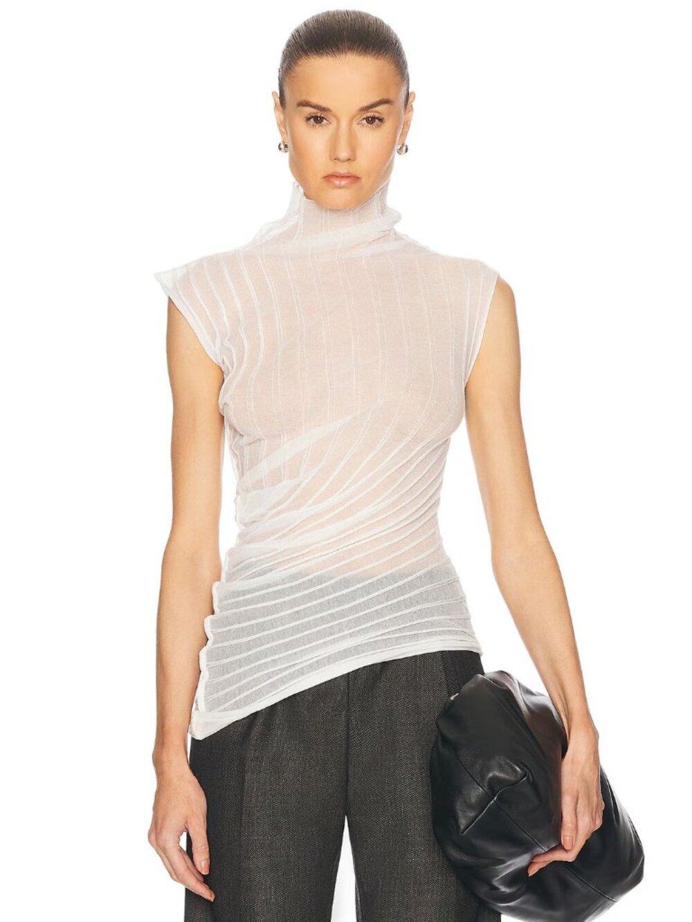 Victoria Beckham Sleeveless High Neck Top in White